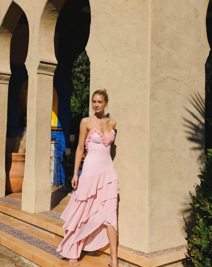 Artistic Asymmetrical Rose Petal Prom Dress